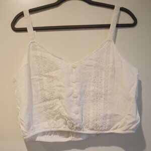 American Eagle eyelet button crop tank